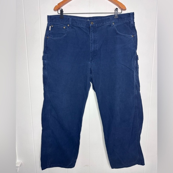 Carhartt B159 Navy Blue Canvas Work Pants Jeans - Picture 1 of 11